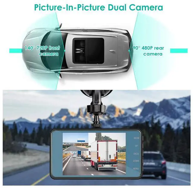 Alt view image 2 of 7 - Dual Lens Car DVR Dash Cam Video Recorder Front and Rear Camera Motion Detection