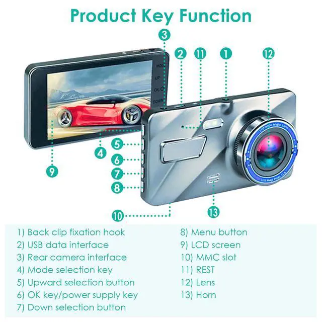 Alt view image 6 of 7 - Dual Lens Car DVR Dash Cam Video Recorder Front and Rear Camera Motion Detection