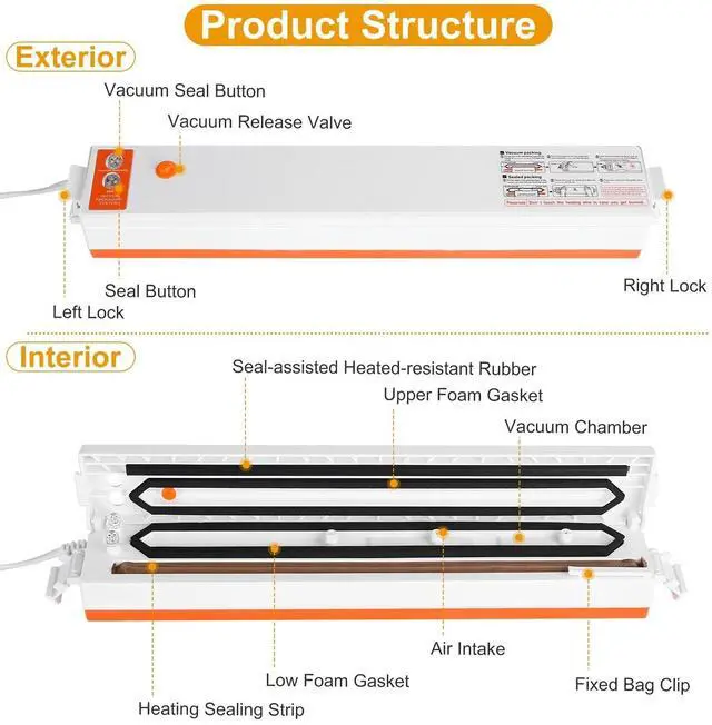 Alt view image 2 of 7 - Vacuum Sealer Machine Food Preservation Storage Saver Automatic w/10 Vacuum Bags