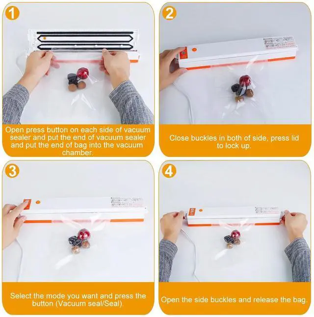 Alt view image 4 of 7 - Vacuum Sealer Machine Food Preservation Storage Saver Automatic w/10 Vacuum Bags