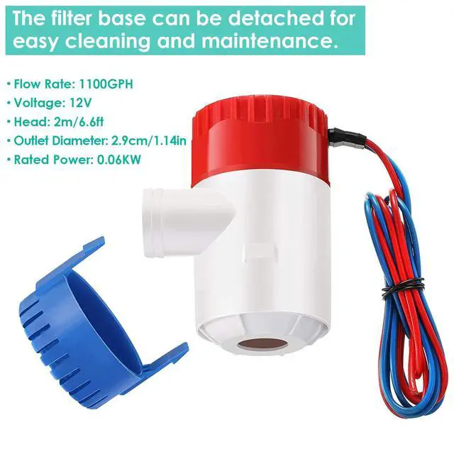 Alt view image 3 of 7 - 1100GPH 12V Electric Marine Submersible Bilge Sump Water Pump for Boat Yacht