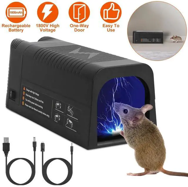 Main image of Reusable Electric Rat Trap 1800V Shock Mice Trap Rodent Zapper Home Pest Control