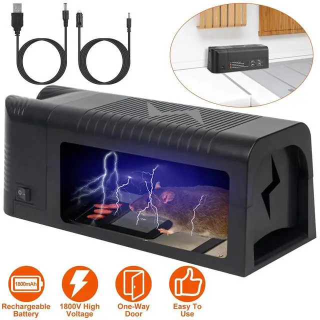 Alt view image 2 of 7 - Reusable Electric Rat Trap 1800V Shock Mice Trap Rodent Zapper Home Pest Control
