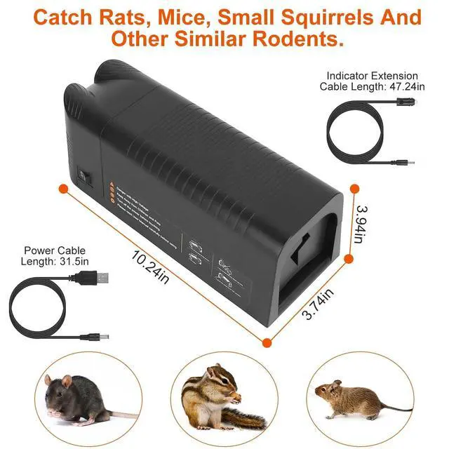 Alt view image 5 of 7 - Reusable Electric Rat Trap 1800V Shock Mice Trap Rodent Zapper Home Pest Control