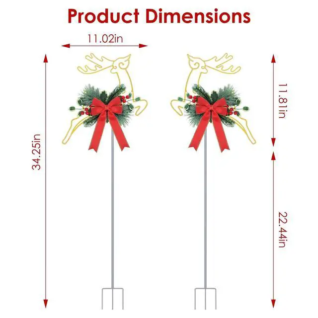 Alt view image 3 of 7 - 2Pcs Christmas Lighted Reindeer LED Pathway Stake Lights Door Patio Light Decor