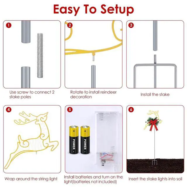 Alt view image 6 of 7 - 2Pcs Christmas Lighted Reindeer LED Pathway Stake Lights Door Patio Light Decor