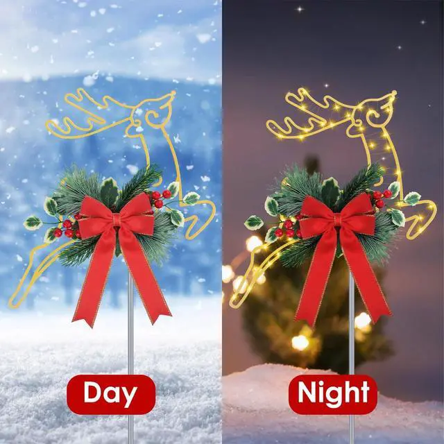 Alt view image 4 of 7 - 2Pcs Christmas Lighted Reindeer LED Pathway Stake Lights Door Patio Light Decor