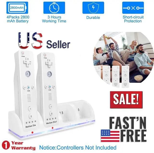 Main image of For Nintendo Wii Remote Controller Charger Charging Dock+4 Rechargeable Battery