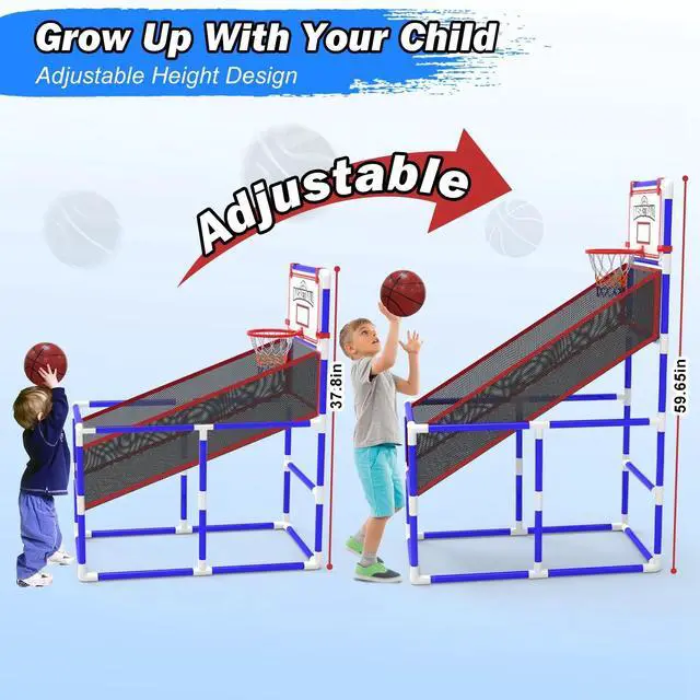 Alt view image 2 of 7 - Kids' Basketball Game Set & 2 Balls Basketball Hoop Arcade Kids Indoor Play Toys