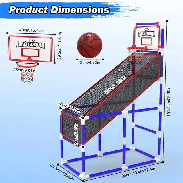 Alt view image 3 of 7 - Kids' Basketball Game Set & 2 Balls Basketball Hoop Arcade Kids Indoor Play Toys