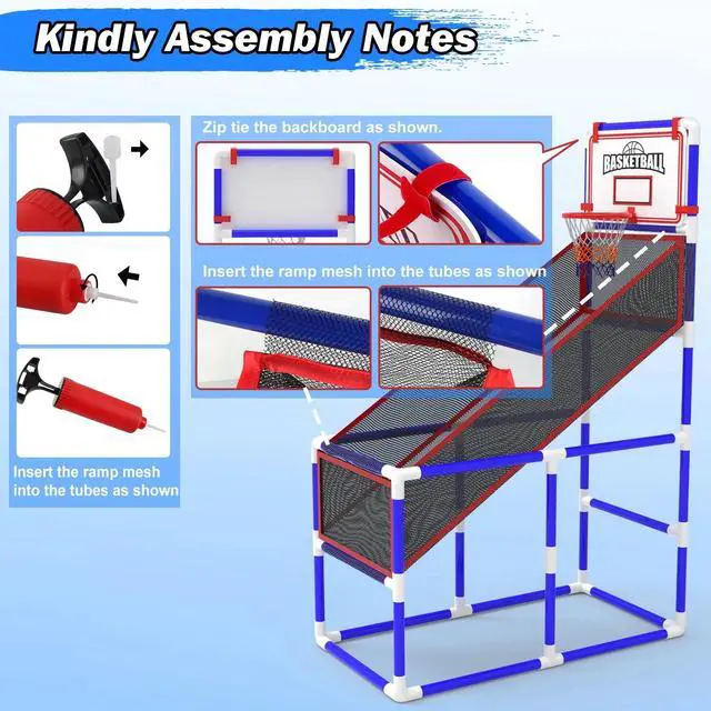 Alt view image 5 of 7 - Kids' Basketball Game Set & 2 Balls Basketball Hoop Arcade Kids Indoor Play Toys