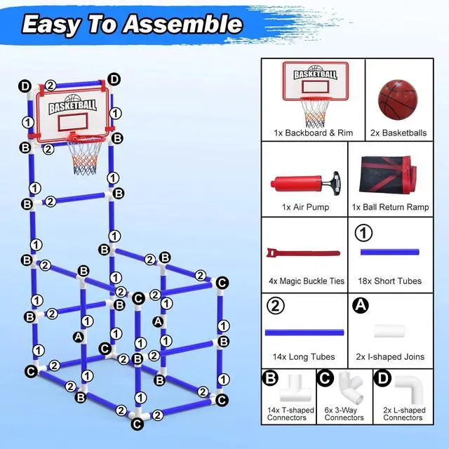 Alt view image 7 of 7 - Kids' Basketball Game Set & 2 Balls Basketball Hoop Arcade Kids Indoor Play Toys