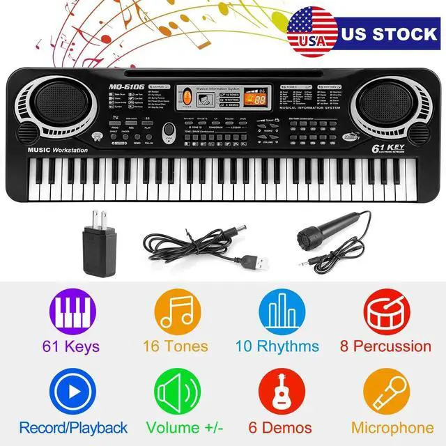 Main image of 61-Key Digital Music Piano Keyboard with Mic - Portable Electronic Instrument