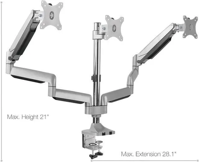 Alt view image 5 of 6 - Universal Desk Mount for Triple Monitor, Fits 13-30" Computer Screens