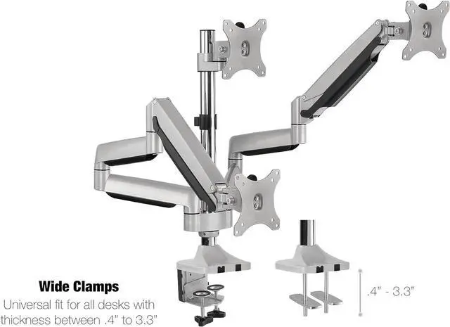 Alt view image 4 of 6 - Universal Desk Mount for Triple Monitor, Fits 13-30" Computer Screens