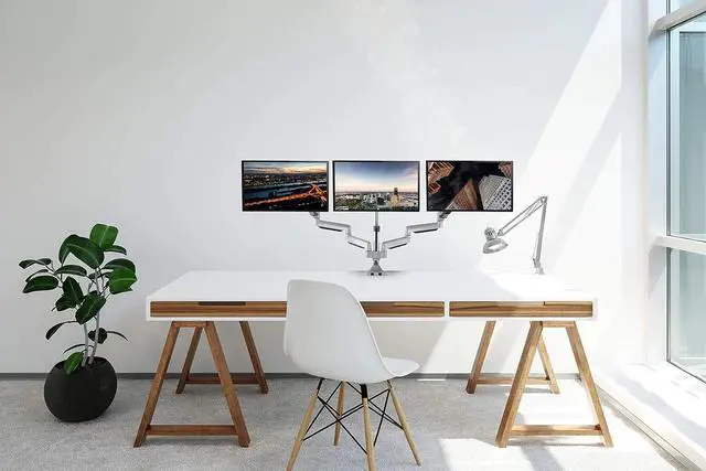 Alt view image 2 of 6 - Universal Desk Mount for Triple Monitor, Fits 13-30" Computer Screens