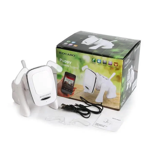 Alt view image 7 of 7 - Wireless Speaker FM Radio Stereo Bass White W/ Phone Holder Puppy Shape