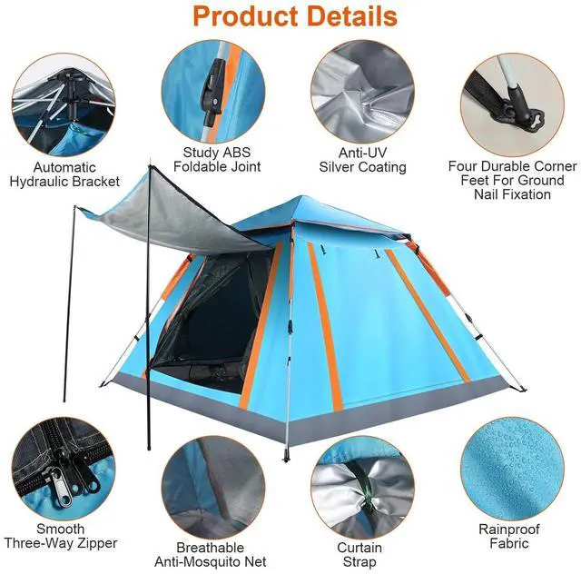 Alt view image 4 of 7 - 4-5 Person Waterproof Outdoor Camping Tent for Hiking 2 Mosquito Nets Windows