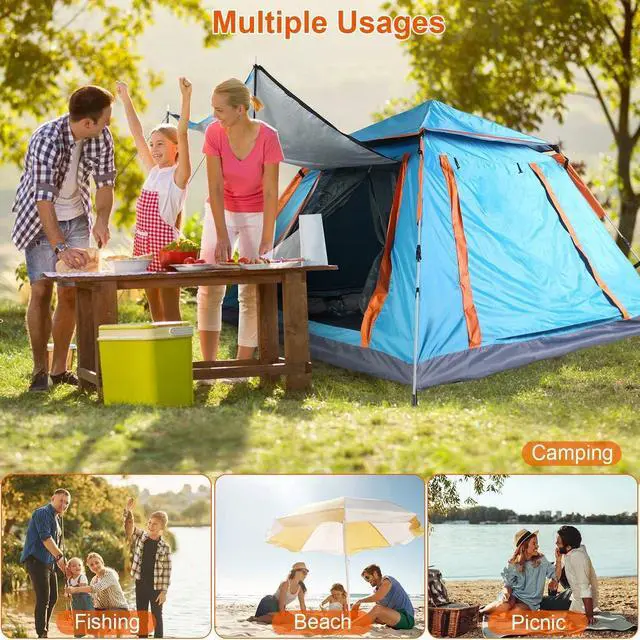 Alt view image 6 of 7 - 4-5 Person Waterproof Outdoor Camping Tent for Hiking 2 Mosquito Nets Windows