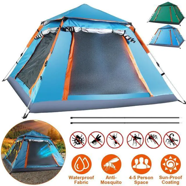 Alt view image 3 of 7 - 4-5 Person Waterproof Outdoor Camping Tent for Hiking 2 Mosquito Nets Windows