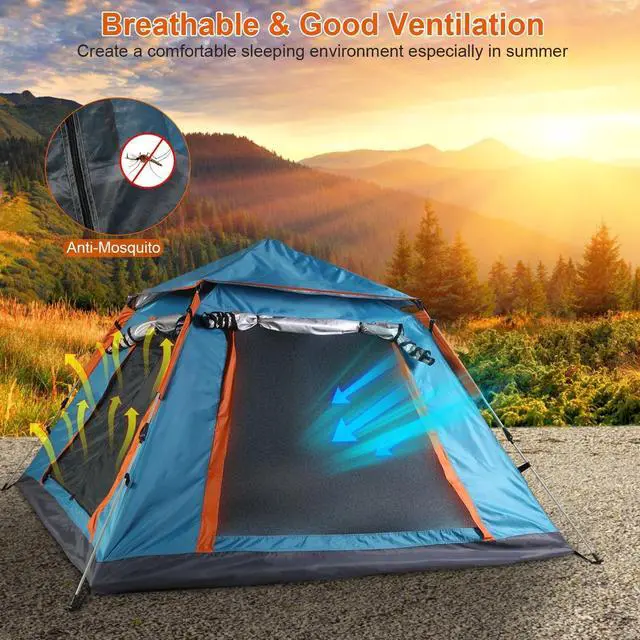 Alt view image 5 of 7 - 4-5 Person Waterproof Outdoor Camping Tent for Hiking 2 Mosquito Nets Windows