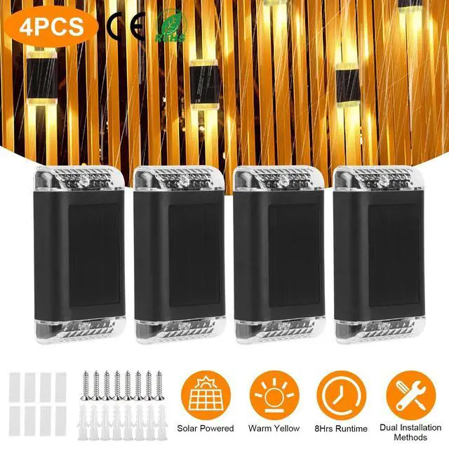 Alt view image 2 of 7 - 4 Pack LED Solar Wall Sconce Light Outdoor Garden Deck Pathway Decor Wall Lights