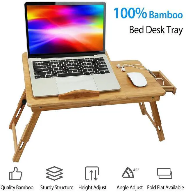 Main image of Portable Folding Lap Desk Bamboo Laptop Notebook Sofa Bed Table Adjustable Stand