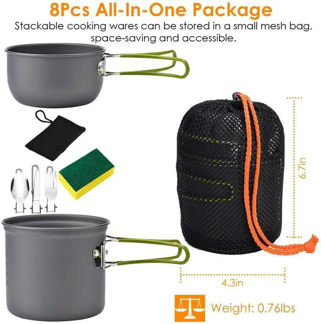 Alt view image 2 of 7 - 8Pcs Mini Gas Camping Stove Butane Propane Burner Outdoor Hiking Picnic Cookware