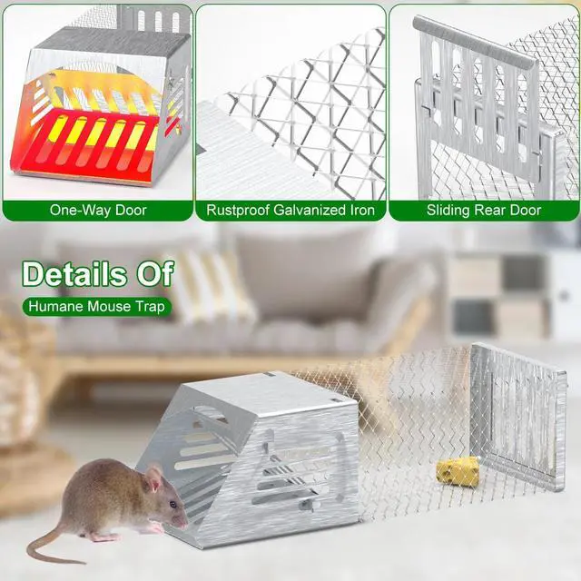 Alt view image 4 of 7 - 2Pcs Reusable Humane Mouse Trap Catch Cage Rat Trap Garden Live Cage Mouse Trap