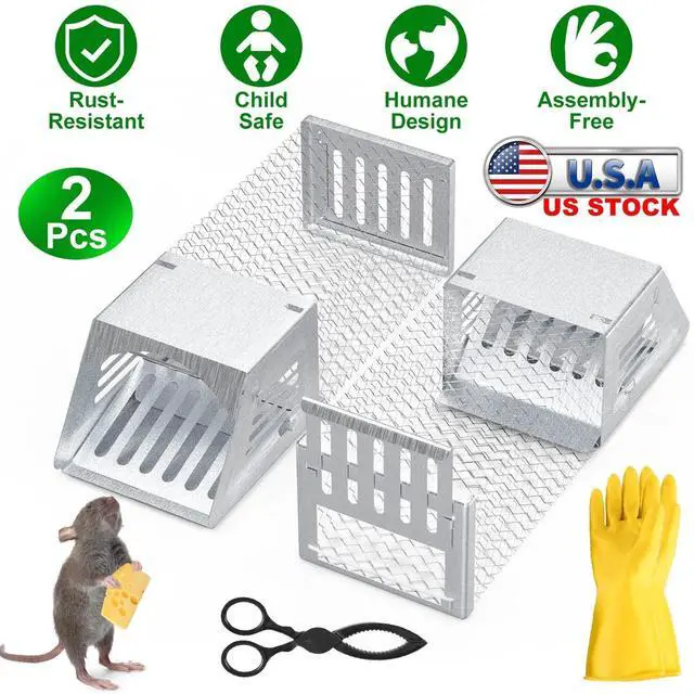 Main image of 2Pcs Reusable Humane Mouse Trap Catch Cage Rat Trap Garden Live Cage Mouse Trap