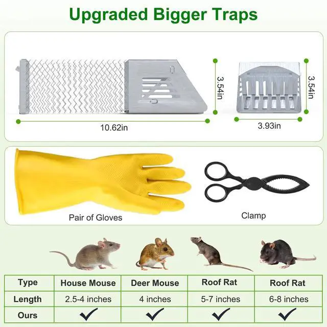 Alt view image 2 of 7 - 2Pcs Reusable Humane Mouse Trap Catch Cage Rat Trap Garden Live Cage Mouse Trap