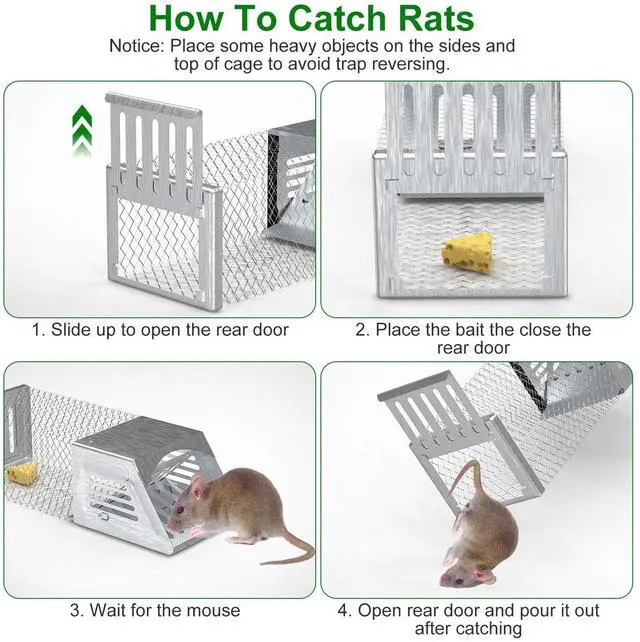 Alt view image 6 of 7 - 2Pcs Reusable Humane Mouse Trap Catch Cage Rat Trap Garden Live Cage Mouse Trap