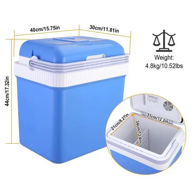 Alt view image 4 of 7 - Portable 12V Car Cooler Refrigerator Travel Cooling Warmer Fridge Box Handle 24L