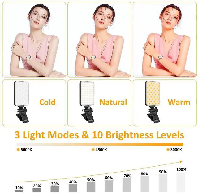 Alt view image 5 of 7 - Selfie Phone Light 80 LED 2000mAh Rechargeable Clip On Light for Phone Laptop