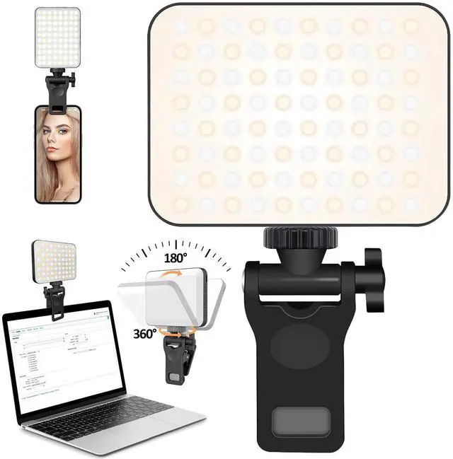 Main image of Selfie Phone Light 80 LED 2000mAh Rechargeable Clip On Light for Phone Laptop