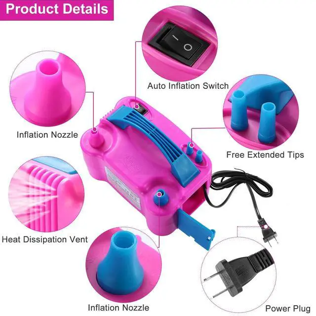 Alt view image 5 of 7 - Portable Double Electric Balloon Air Pump Inflator 110V Blower Party Pink USA