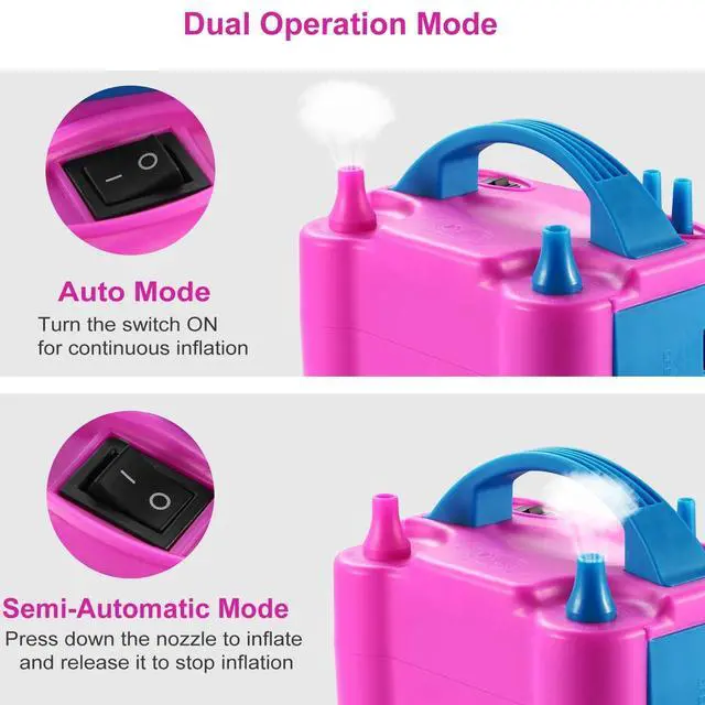 Alt view image 6 of 7 - Portable Double Electric Balloon Air Pump Inflator 110V Blower Party Pink USA
