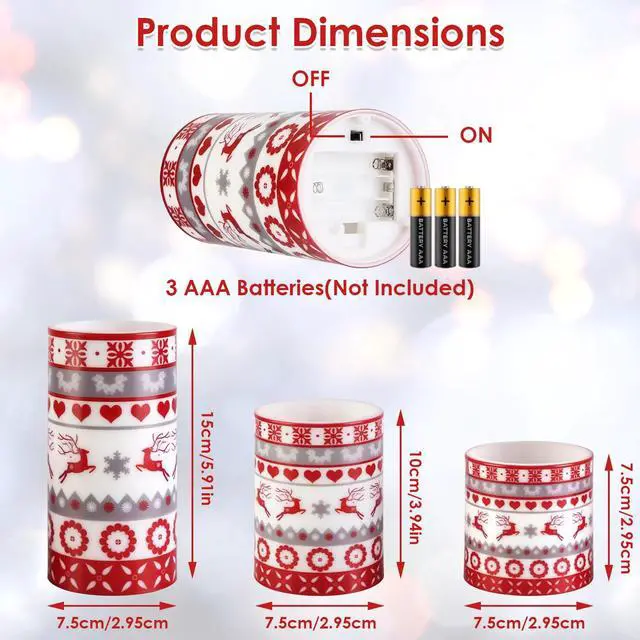 Alt view image 4 of 7 - 3Pcs Christmas LED Candles Deer Flickering Candle Lights Xmas Remote Lamp Candle