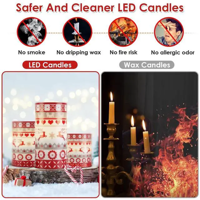 Alt view image 3 of 7 - 3Pcs Christmas LED Candles Deer Flickering Candle Lights Xmas Remote Lamp Candle