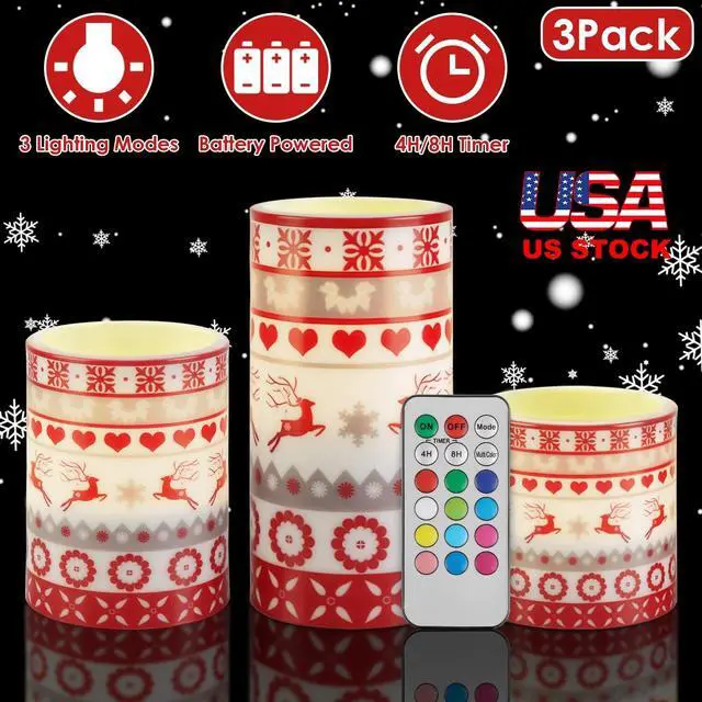 Alt view image 2 of 7 - 3Pcs Christmas LED Candles Deer Flickering Candle Lights Xmas Remote Lamp Candle