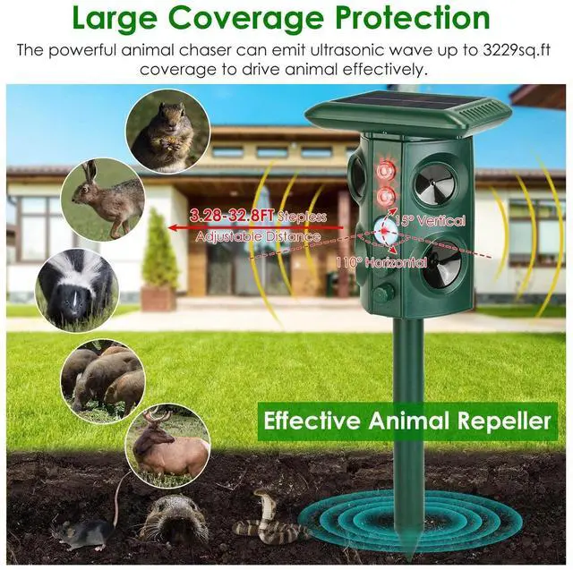 Alt view image 5 of 7 - Ultrasonic Solar Chaser Motion Sensor Garden Deer Squirrel Tool Graden Yard Tool