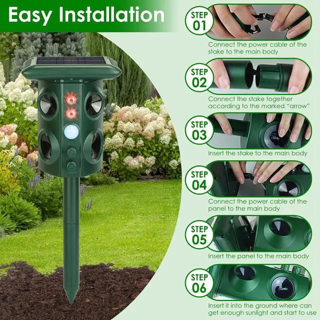 Alt view image 4 of 7 - Ultrasonic Solar Chaser Motion Sensor Garden Deer Squirrel Tool Graden Yard Tool