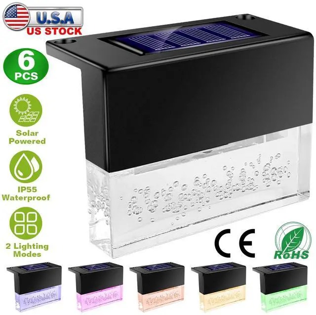 Alt view image 2 of 7 - 6Pcs Outdoor Solar LED Deck Lights Garden Path Pathway Patio Stairs Fence Lamp