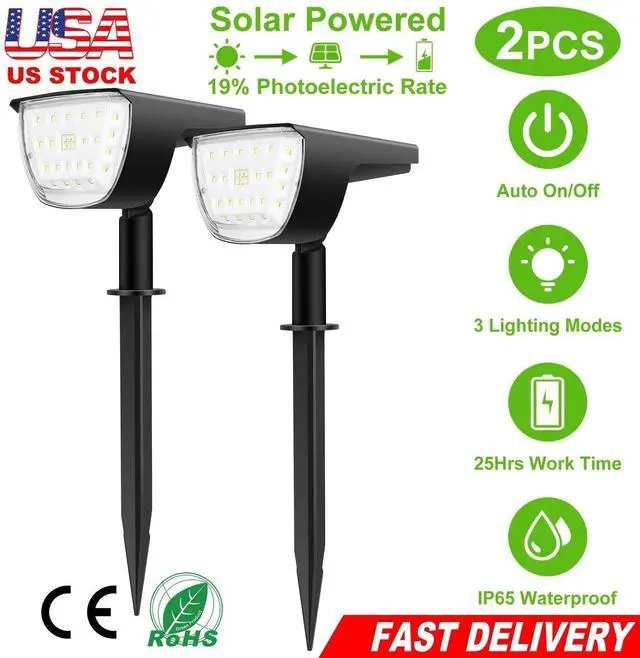 Main image of 2pcs Solar Spotlight 32 LED Security Light Outdoor Garden Landscape Pathway Lamp