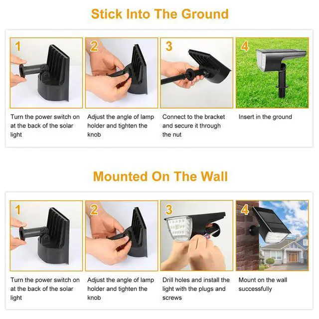 Alt view image 4 of 7 - 2pcs Solar Spotlight 32 LED Security Light Outdoor Garden Landscape Pathway Lamp