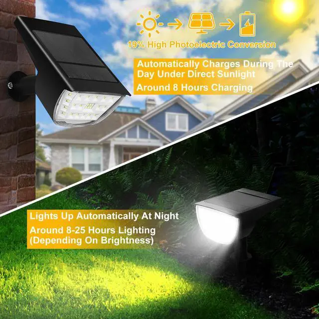 Alt view image 3 of 7 - 2pcs Solar Spotlight 32 LED Security Light Outdoor Garden Landscape Pathway Lamp