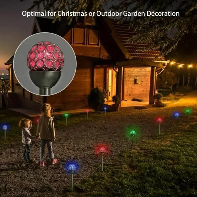Alt view image 3 of 7 - 6PCS Solar LED Ground Light Ball RGB Lamp Waterproof Outdoor Garden Yard Decor