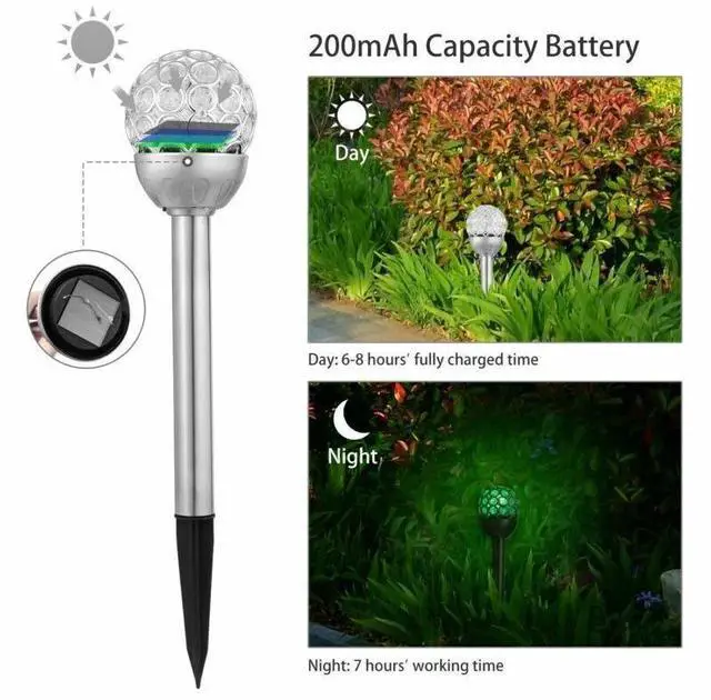 Alt view image 5 of 7 - 6PCS Solar LED Ground Light Ball RGB Lamp Waterproof Outdoor Garden Yard Decor