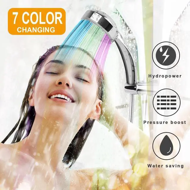 Main image of LED Shower Head Handheld 7-Color Changing Automatic Hydropower 50 Holes