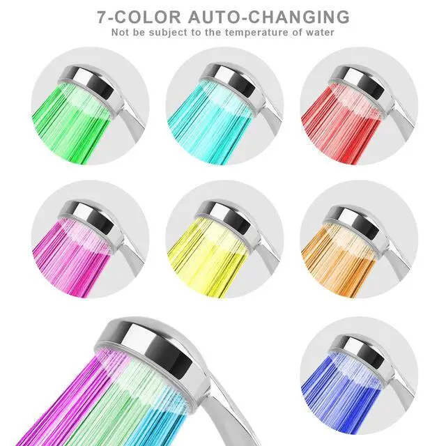 Alt view image 3 of 7 - LED Shower Head Handheld 7-Color Changing Automatic Hydropower 50 Holes